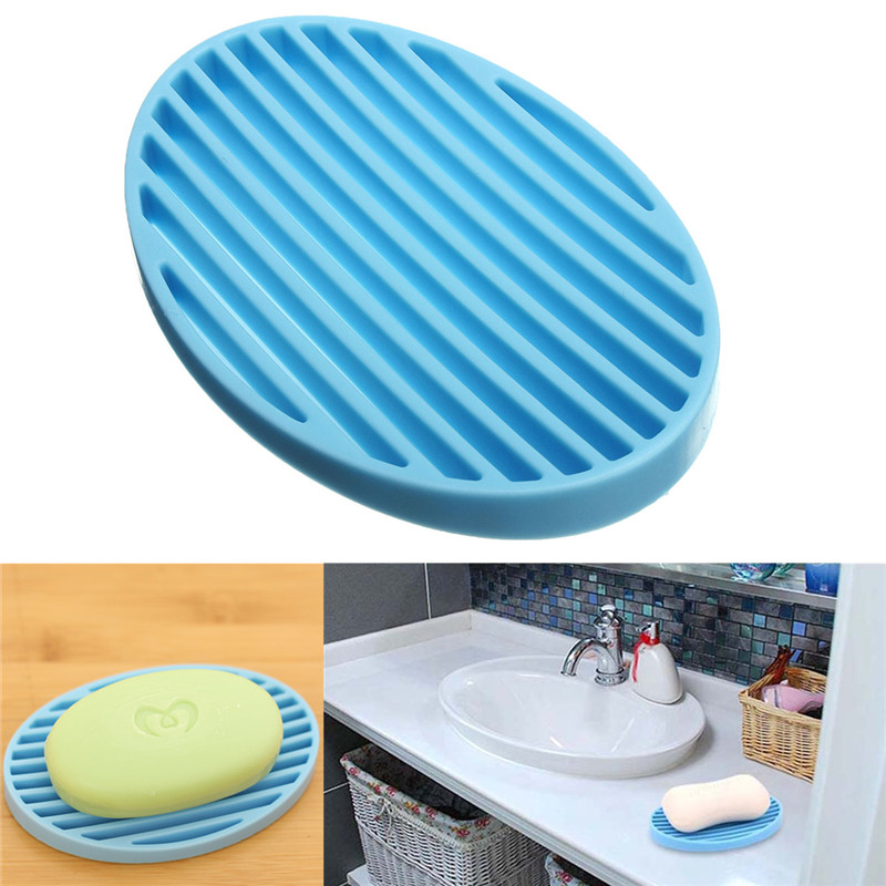 brand new practical fashion silicone flexible soap dish plate bathroom soap holder soapbox suitable for bathroom or kitchen