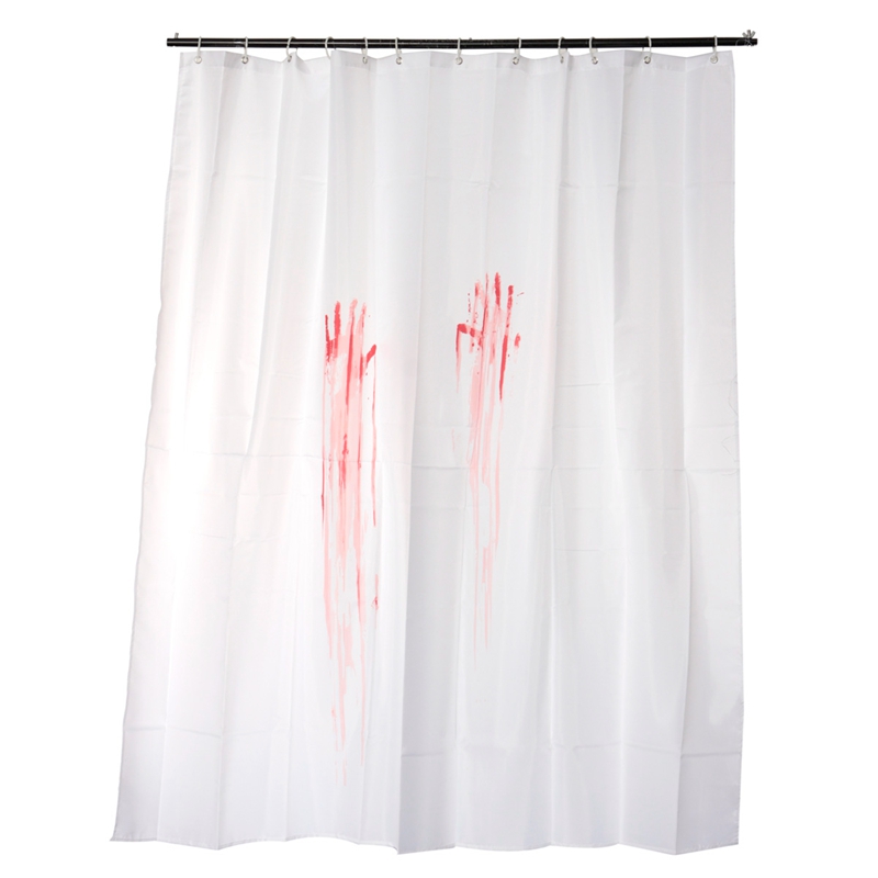 fashion waterproof blood fingerprint bathroom shower curtain fabric with 12 hooks 180x180cm filming tool