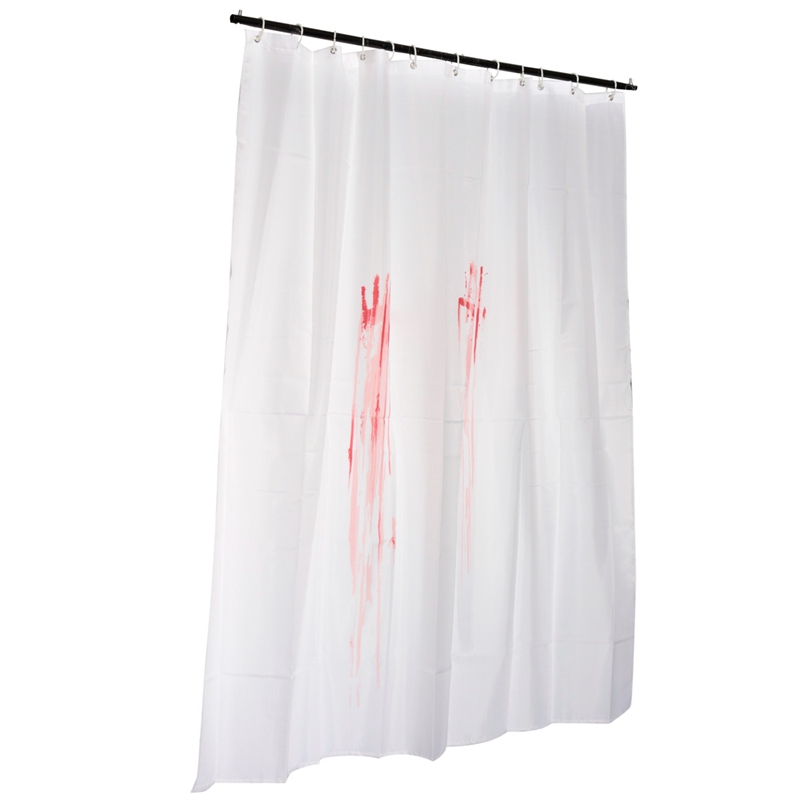 fashion waterproof blood fingerprint bathroom shower curtain fabric with 12 hooks 180x180cm filming tool