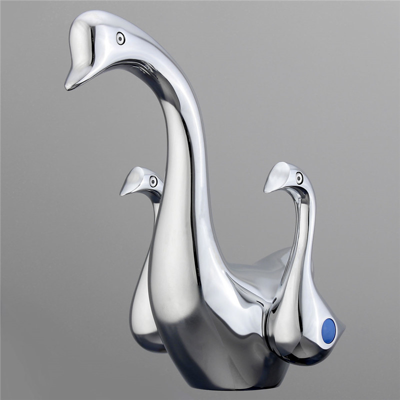 !! ingenious duck shape hrome brass batroom basin sink mixer tap double dual handle brass chrome faucet