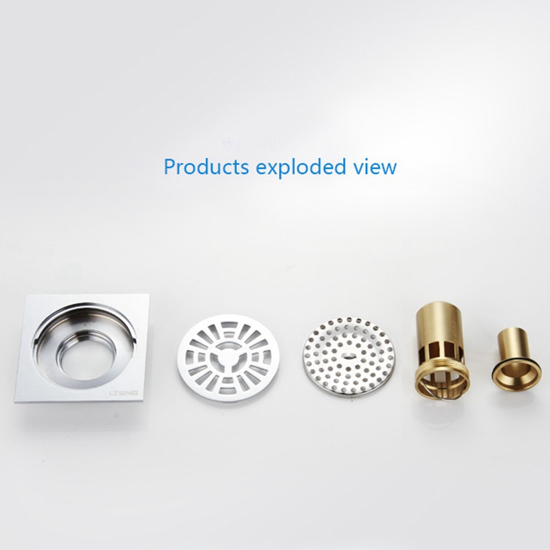 lteng stainless steel 100mm square shower floor drain bathroom anti-odor floor drain special floor drain for washing machine