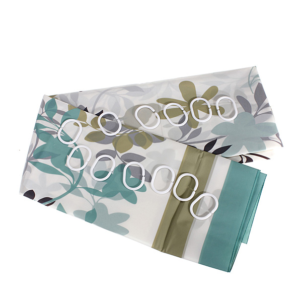 modern natural flower design peva waterproof anti-mildew thicken bathroom shower curtain leaves 12 hooks 180*180cm