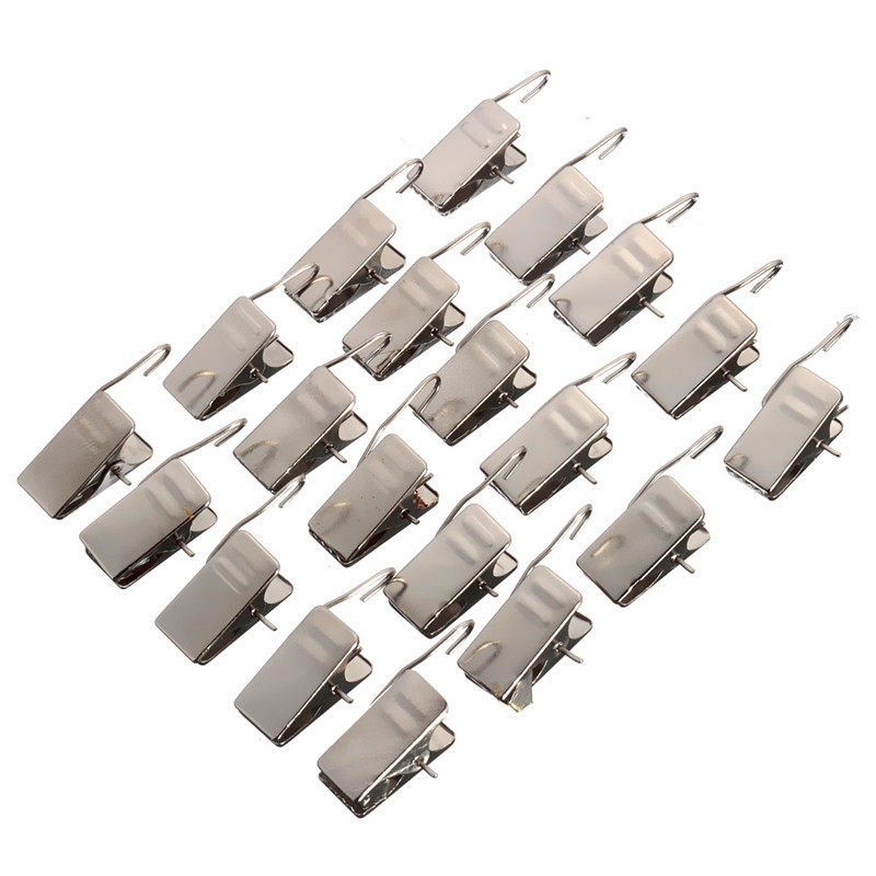 new arrival 20pcs metal fabric pole clamps drapes clips hanging window curtain rings home bathroom