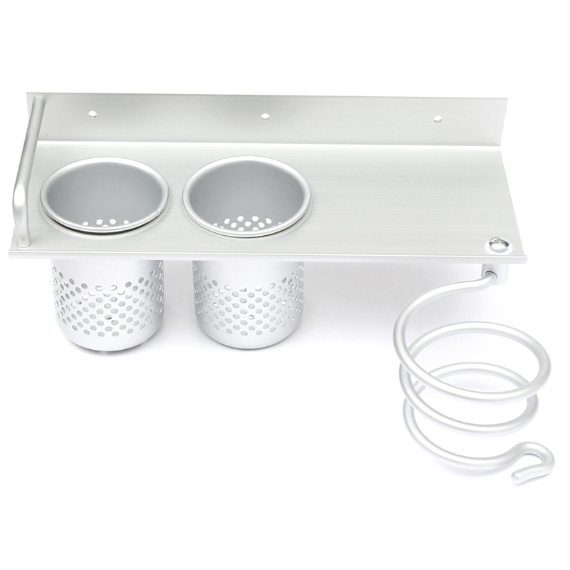 new arrival universal alumimum hair dryer storage organizer rack comb holder wall mounted stand bathroom set