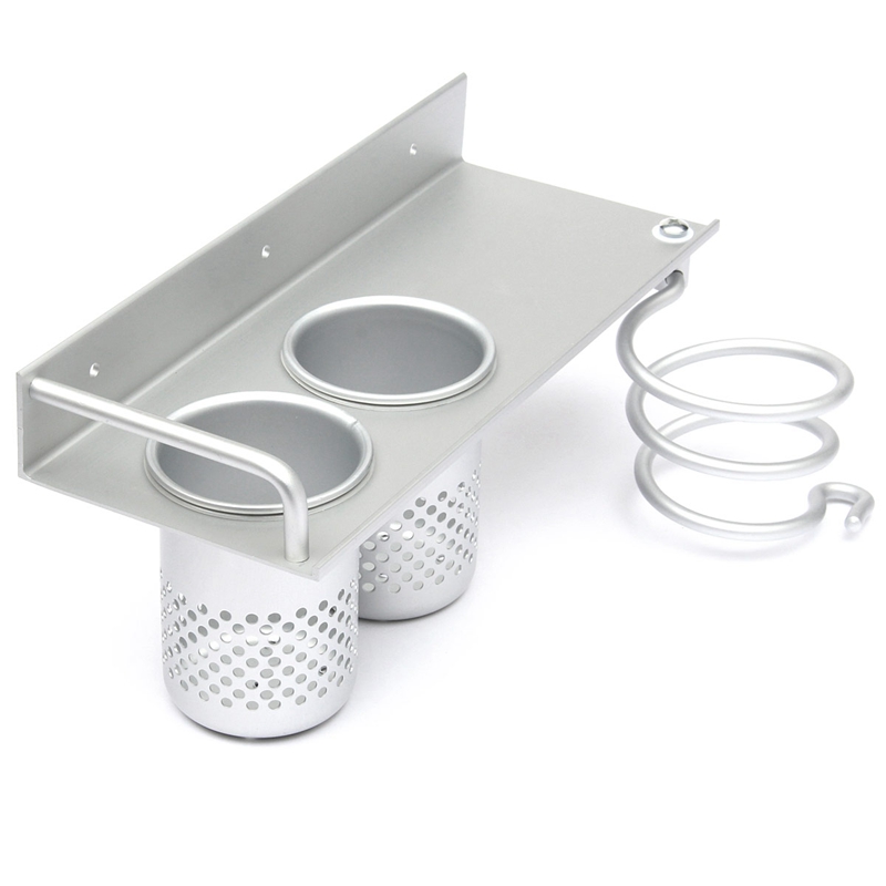 new arrival universal alumimum hair dryer storage organizer rack comb holder wall mounted stand bathroom set