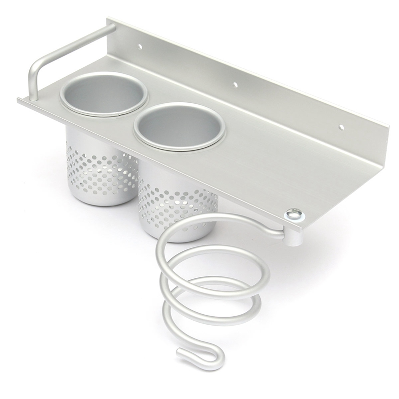 new arrival universal alumimum hair dryer storage organizer rack comb holder wall mounted stand bathroom set