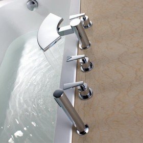 shpping new contemporary brass tub faucet with hand shower - chrome finish shpping new contemporary brass tub faucet with hand shower - chrome finish