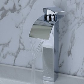 shpping new contemporary brass waterfall bathroom sink faucet (tall)