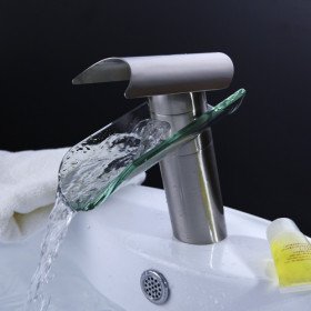shpping new contemporary nickel brushed waterfall bathroom sink faucet and pop up waste shpping new contemporary nickel brushed waterfall bathroom sink faucet and pop up waste