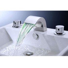 shpping new led waterfall contemporary widespread bathroom sink faucet (chrome finish) shpping new led waterfall contemporary widespread bathroom sink faucet (chrome finish)