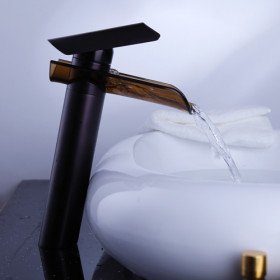 shpping new oil rubbed bronze waterfall bathroom sink faucet with glass spout and pop-up waste shpping new oil rubbed bronze waterfall bathroom sink faucet with glass spout and pop-up waste