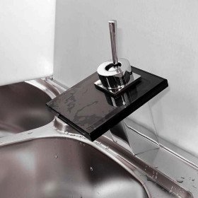 shpping new waterfall bathroom sink faucet with black glass spout shpping new waterfall bathroom sink faucet with black glass spout