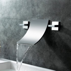 shpping new waterfall widespread contemporary bathroom sink faucet (chrome finish) shpping new waterfall widespread contemporary bathroom sink faucet (chrome finish)