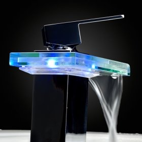 single handle chrome waterfall bathroom sink faucet