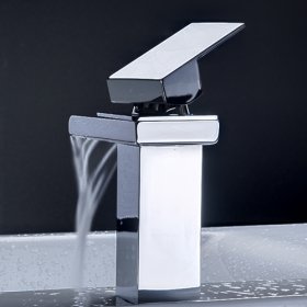 single handle chrome waterfall bathroom sink faucet