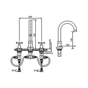 two handles chrome widespeadbathroom sink faucet