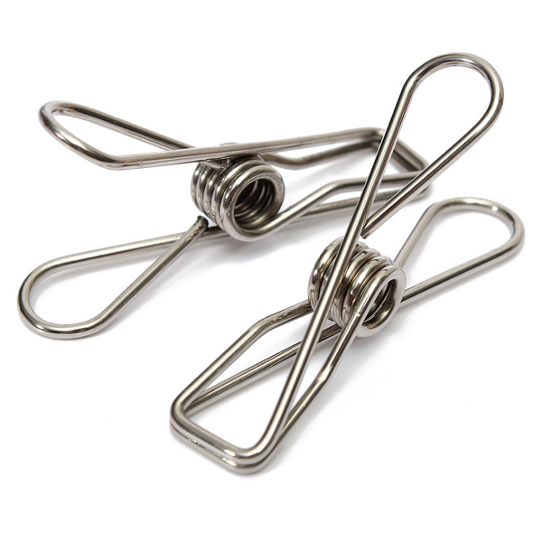 10 stainless steel spring clothes socks hanging pegs clips clamps silver laundry