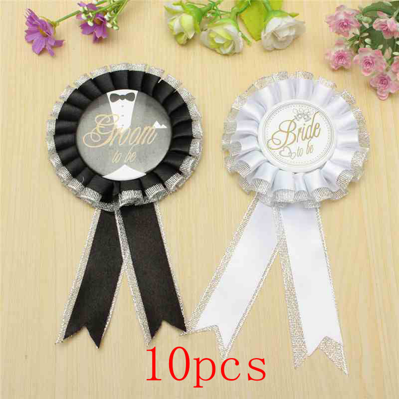 10pcs newest fashion bachelorette party accessory bridal shower stag hen night party black white badge rosette two colors