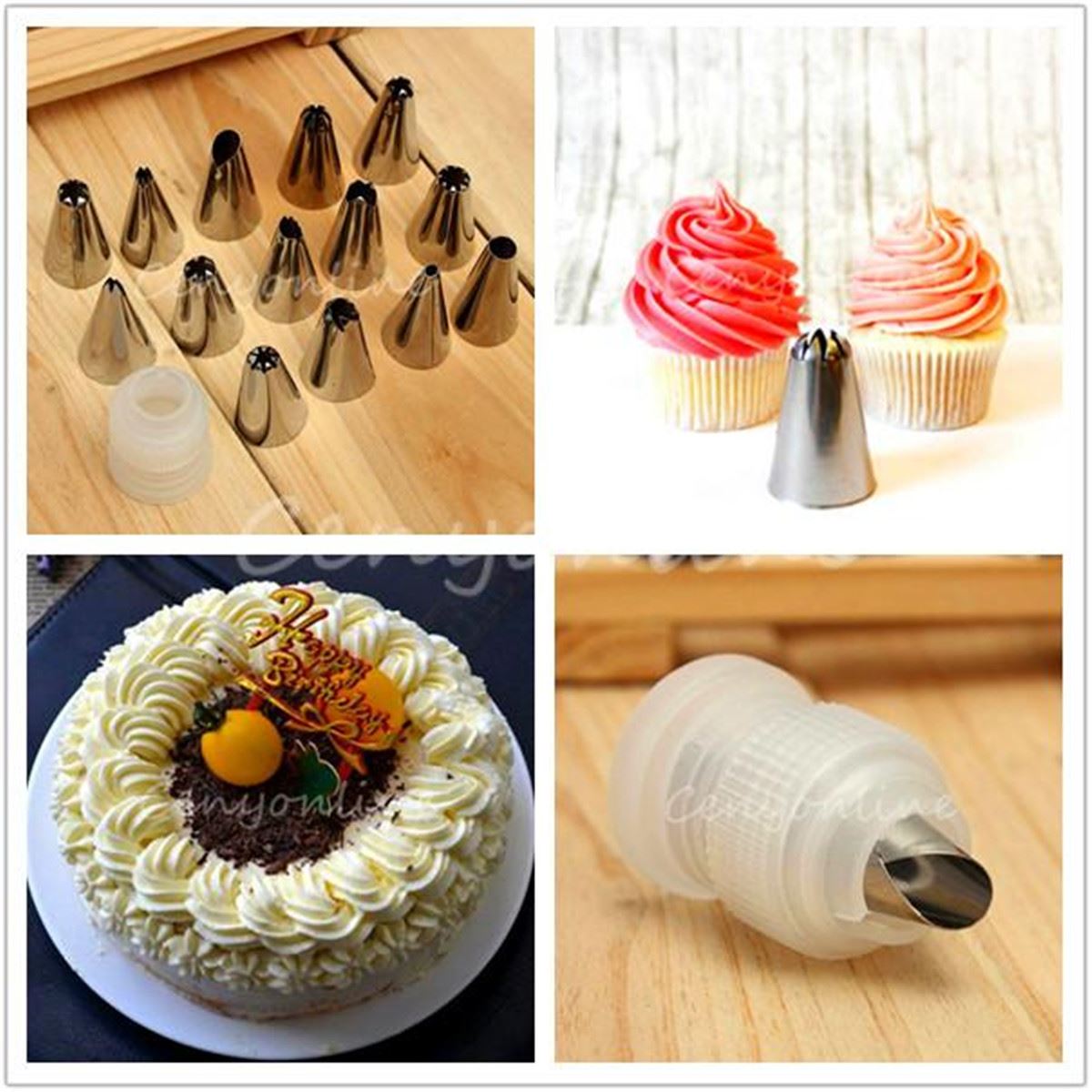 14pcs nozzles pastry tube 1 link conversion cake cream mounting patterns tool