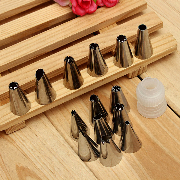 14pcs nozzles pastry tube 1 link conversion cake cream mounting patterns tool