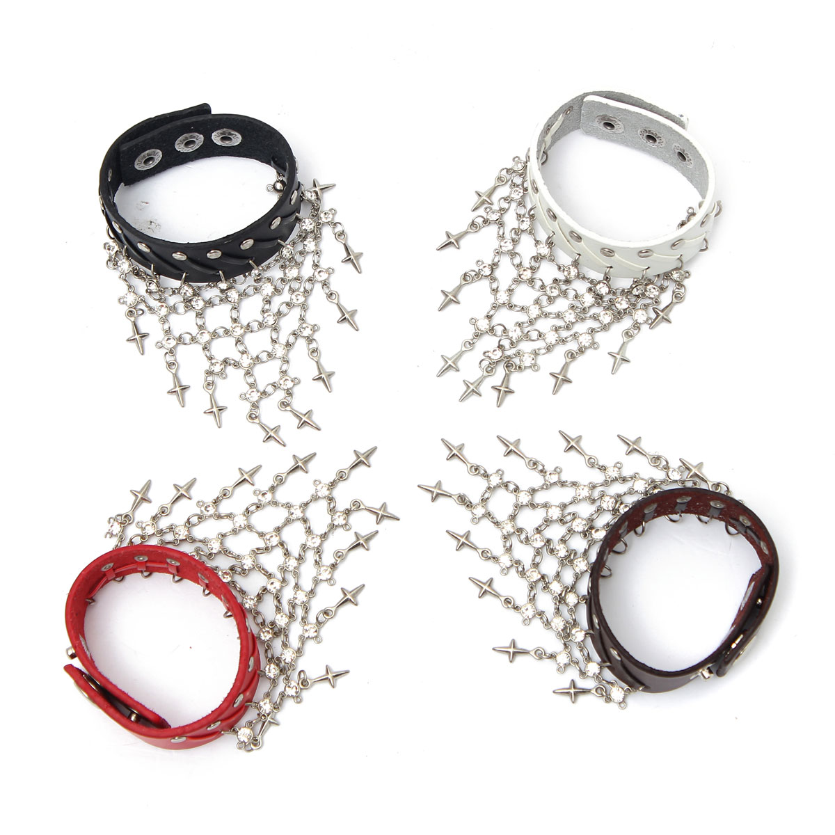 1pc black punk unisex wristband metal leather skull bracelet cool fashion new