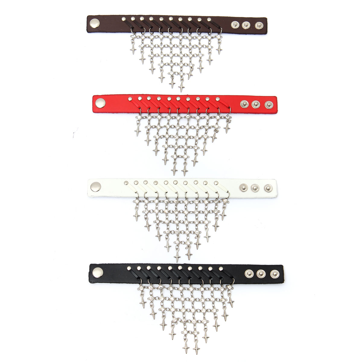 1pc black punk unisex wristband metal leather skull bracelet cool fashion new