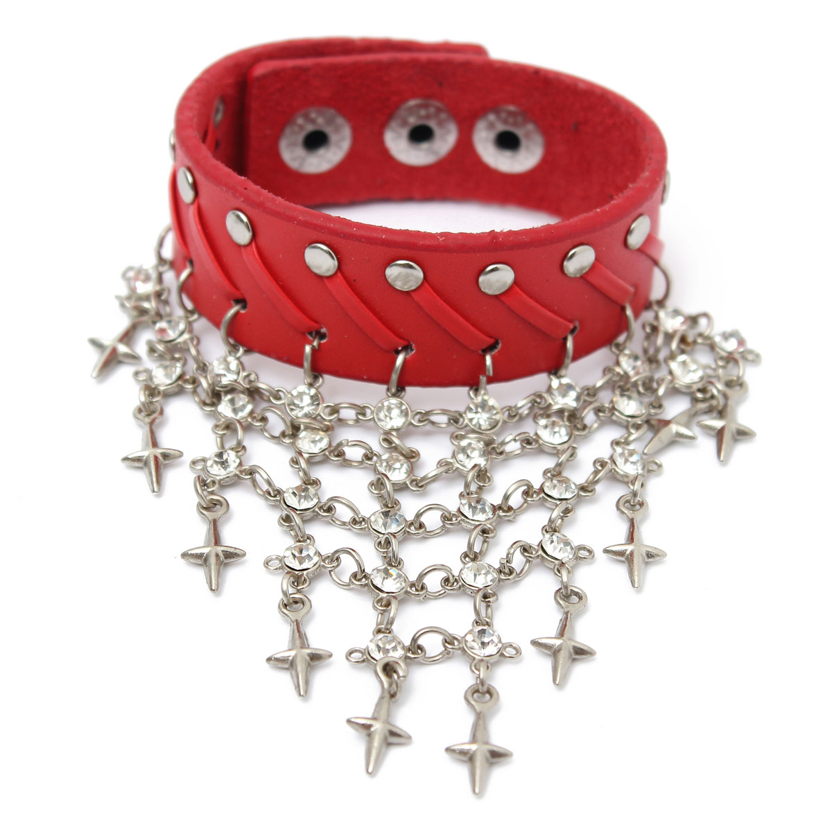 1pc black punk unisex wristband metal leather skull bracelet cool fashion new