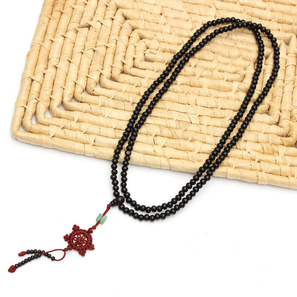 1pc tibetan sandalwood buddhist buddha 216 prayer beads mala bracelet/necklace black
