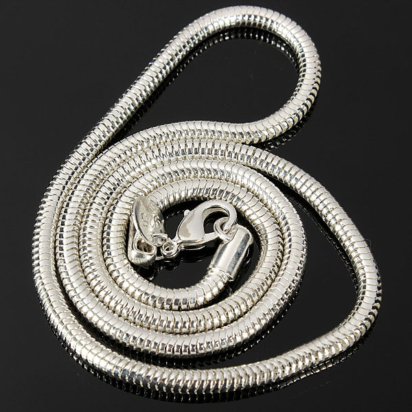 2015 new 18inches 3mm simple silver plated snake chain couples necklace italian style polish jewelry party gift 2015 new 18inches 3mm simple silver plated snake chain couples necklace italian style polish jewelry party gift