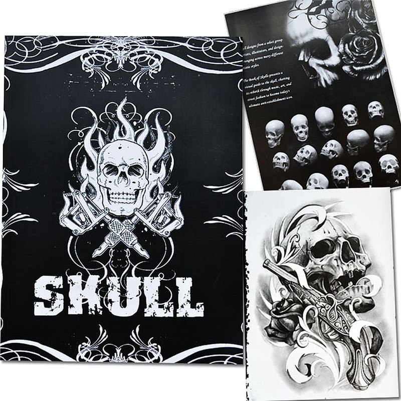 2015 new arrival fashion 76 pages different skull design sketch book tattoo works art supplies a4 tattoo sketchbook