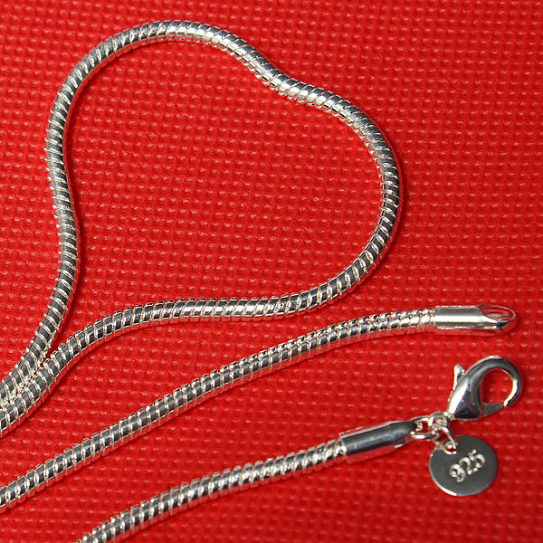 2015 new fashion simple silver plated 3mm 16inch snake chain couples necklace italian style polish jewelry for birthday gift