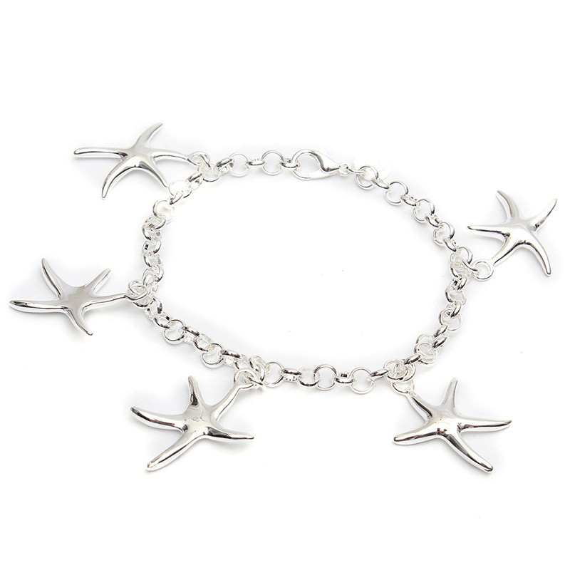 2015 new simple style silver starfish shaped fashion jewelry gift bangle chain bracelet bangle for women girl 2015 new simple style silver starfish shaped fashion jewelry gift bangle chain bracelet bangle for women girl