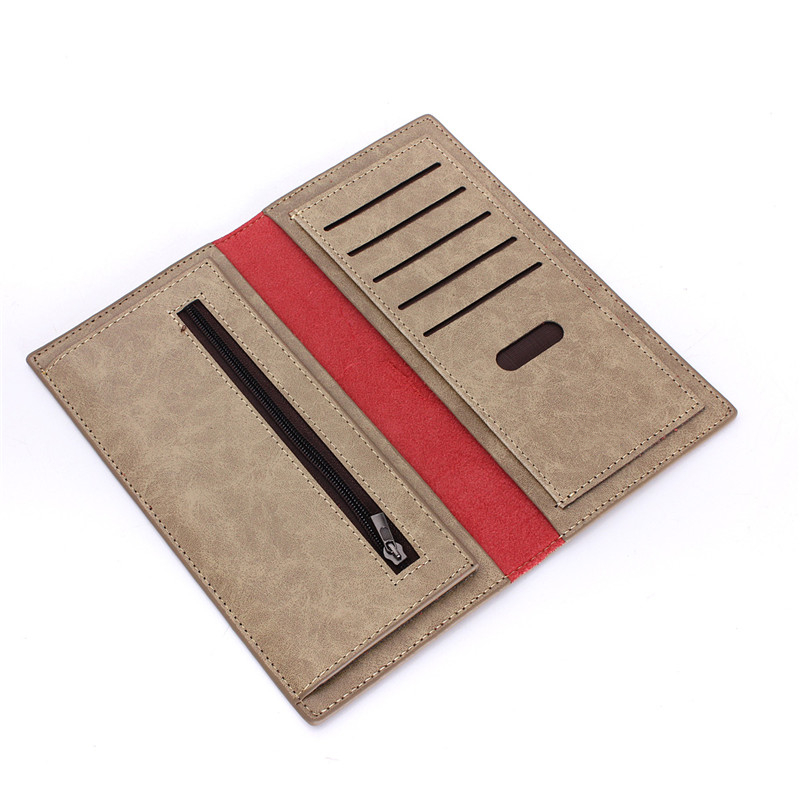 2015 new stylish men 5 colors genuine leather bifold clutch long card purse wallet