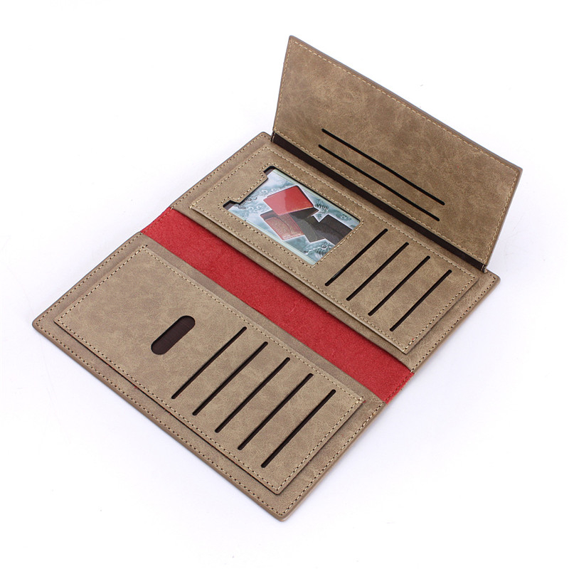 2015 new stylish men 5 colors genuine leather bifold clutch long card purse wallet