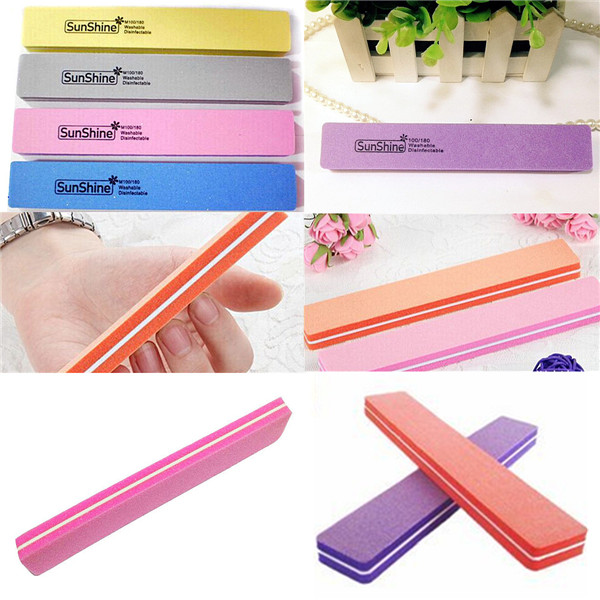 4pcs double sided sunshine nail art buffer buffering files sponge polishing block manicure tools