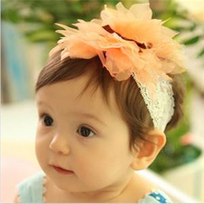 5pcs fashion style sweet baby kid girls flower lace headband infant soft elastic hairband hairlace hair accessories