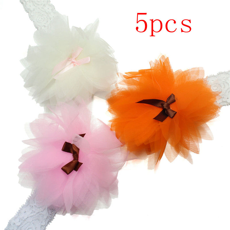 5pcs fashion style sweet baby kid girls flower lace headband infant soft elastic hairband hairlace hair accessories