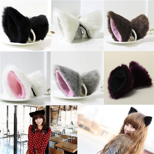 beautiful design cosplay faux fur ears wig anime neko costume hair clip new beautiful design cosplay faux fur ears wig anime neko costume hair clip new