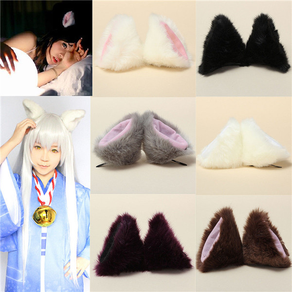 beautiful design cosplay faux fur ears wig anime neko costume hair clip new
