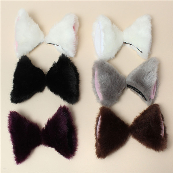 beautiful design cosplay faux fur ears wig anime neko costume hair clip new
