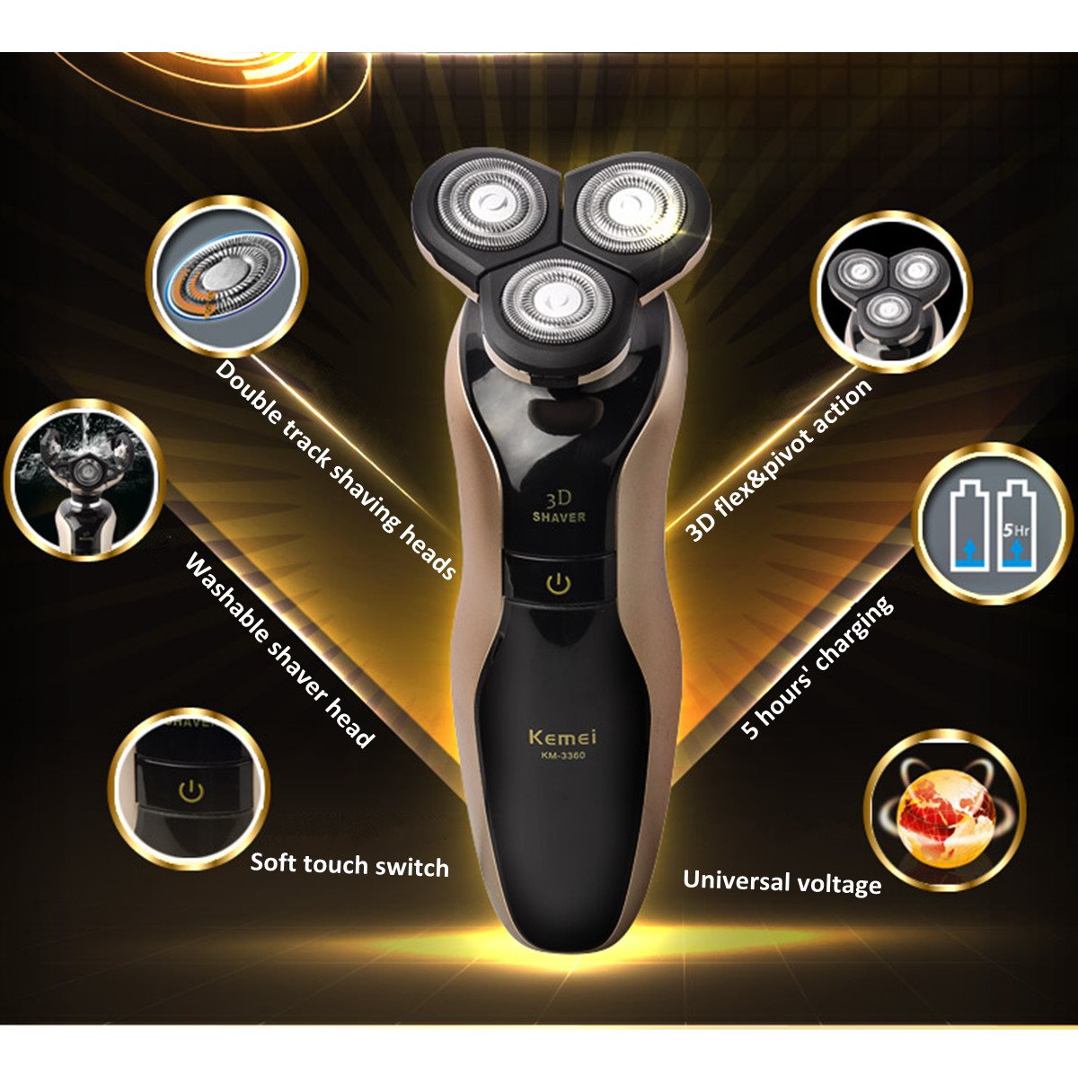 best modern design 3d mens rechargeable washable cordless electric beard shaver razor trimmer care for male home travel