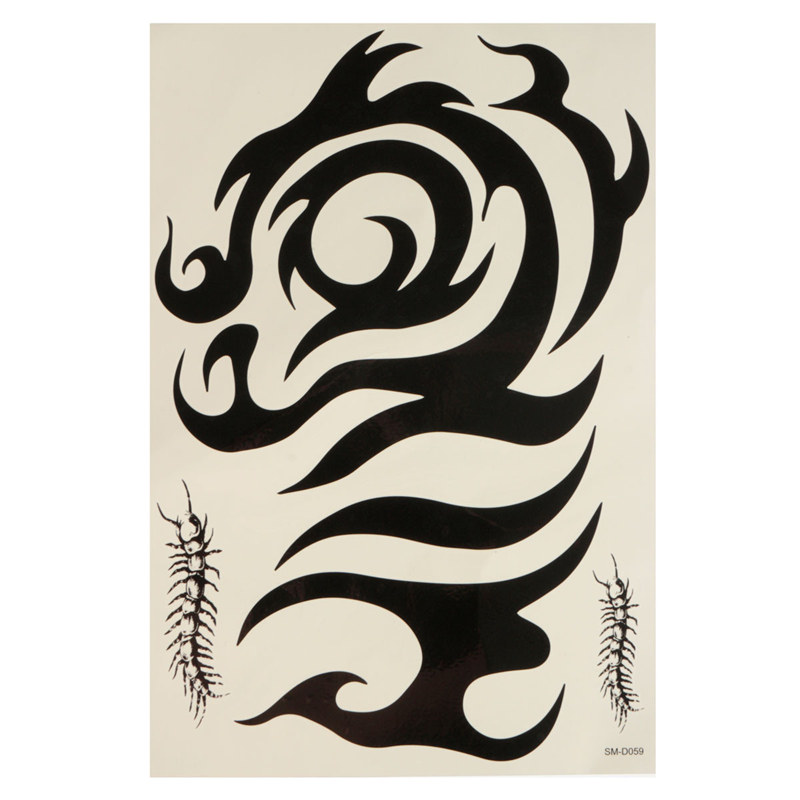 best promotion black totem waterproof nontoxic removable temporary tattoo body arm leg tattoo sticker 14x20cm