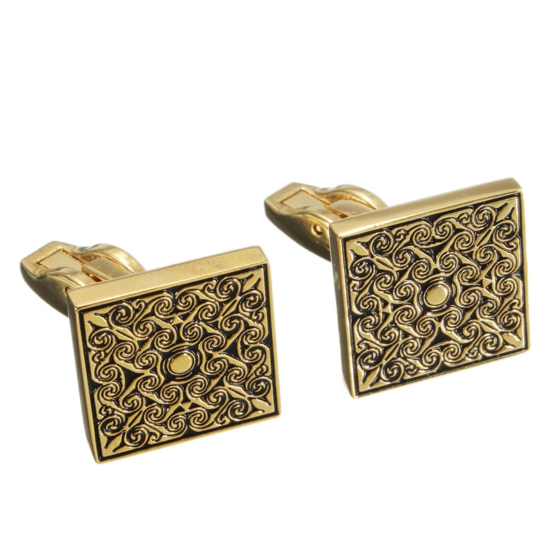 best promotion! royal gold square wedding party gift shirt cufflinks silver gold color copper material for men