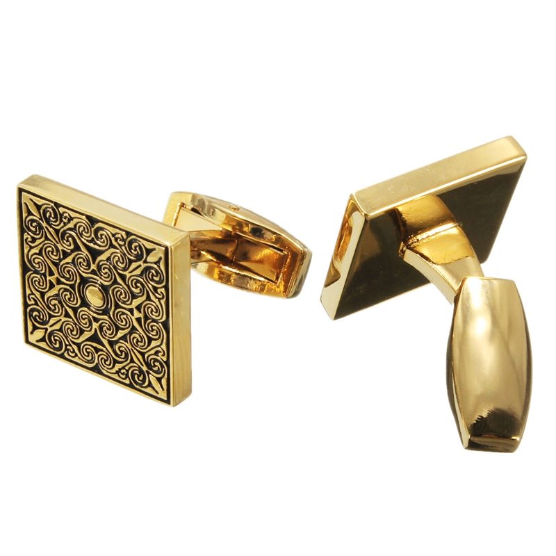 best promotion! royal gold square wedding party gift shirt cufflinks silver gold color copper material for men