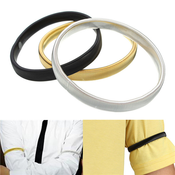 brand new 2 x anti-slip metal shirt sleeve holders armband arm band stretch garter elastic
