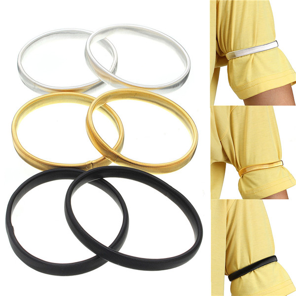 brand new 2 x anti-slip metal shirt sleeve holders armband arm band stretch garter elastic