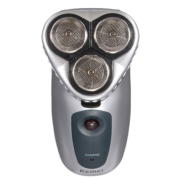 convenient fashion style mens electric rotary shaver km-3943 3 in 1 mustache/sideburn & ear/nose trimmer home travel silver