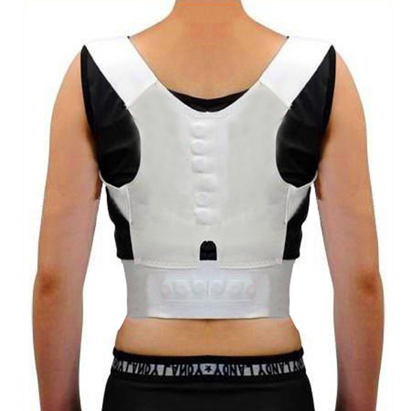 convenient style magnetic therapy posture corrector support body shoulder back pain elastic belt brace health care color white