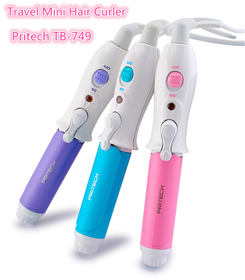 durable pritech tb-749 travel mini hair curler hair rollers professional ceramic portable 360 degree thermostatic hair stick