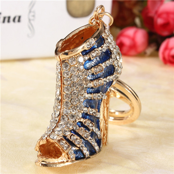fashion design blue shoe female high heel charm lovely crystal purse bag keyring key chain gift